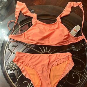 NWT Gianni Bini Orange Ruffle Bikini Set